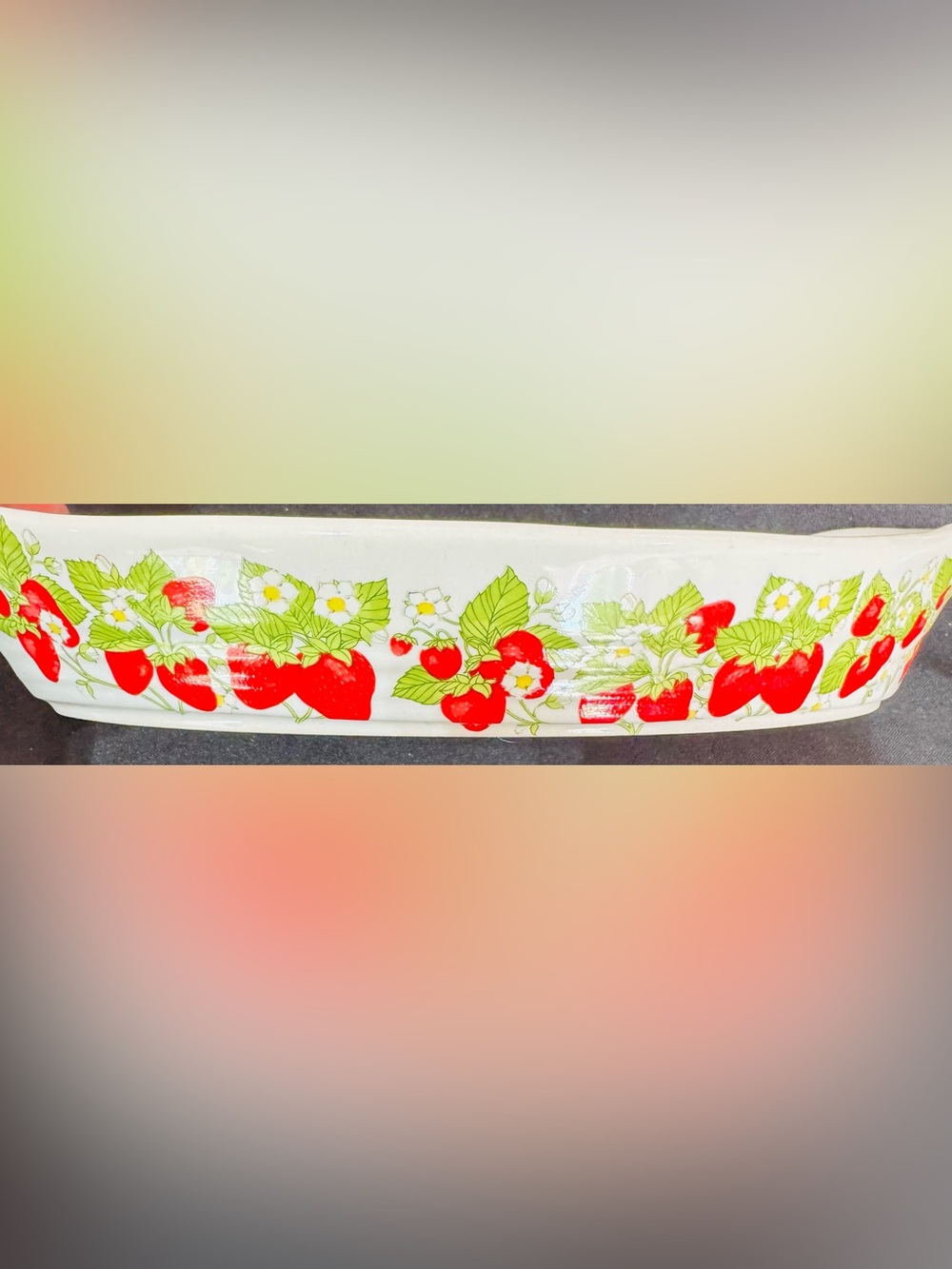 Vintage Action Japan Strawberry Stoneware Oval Baking Dish Casserole